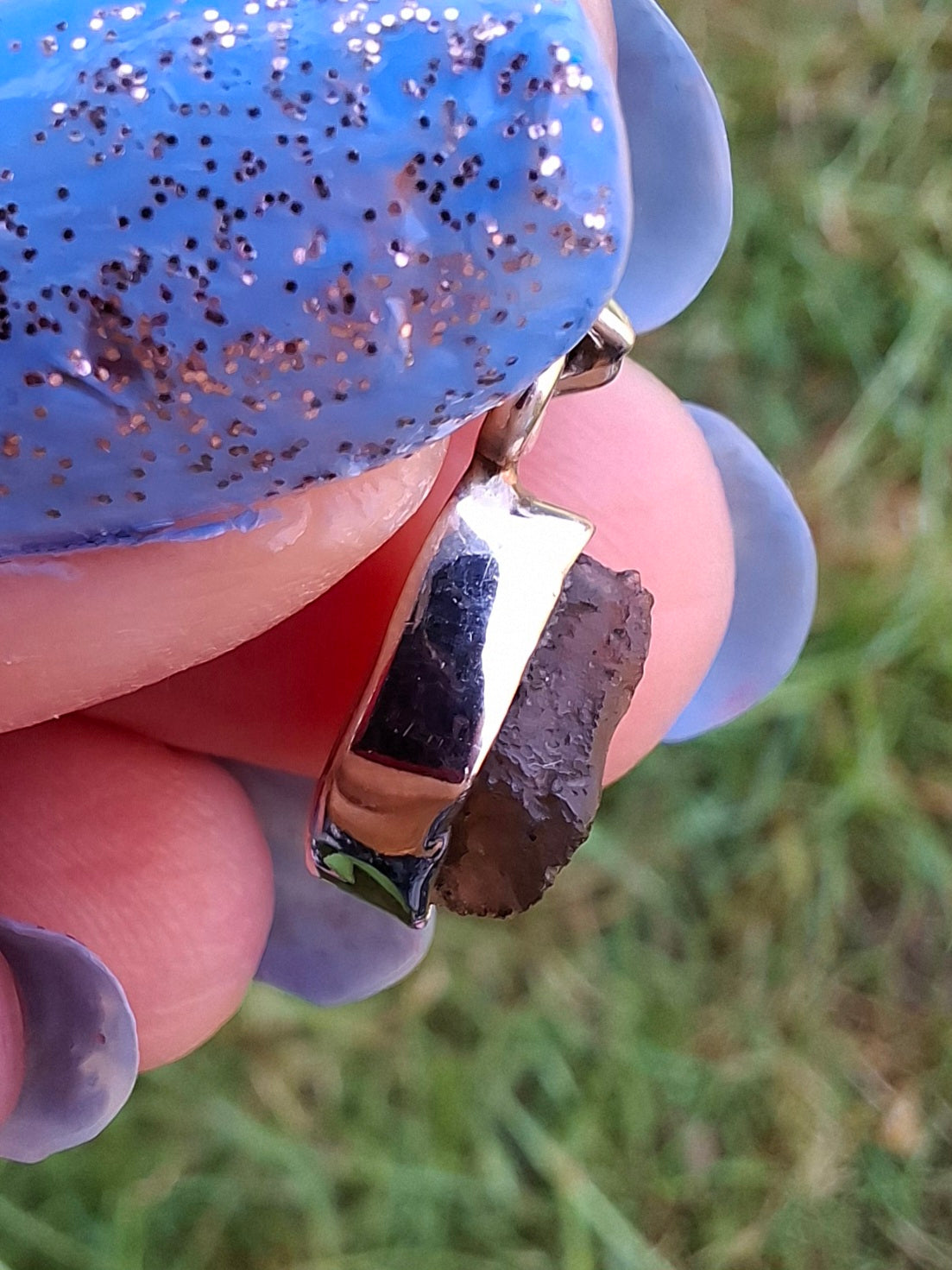 Moldavite Pendant, 925 Silver, Tektite (Ref:P41)