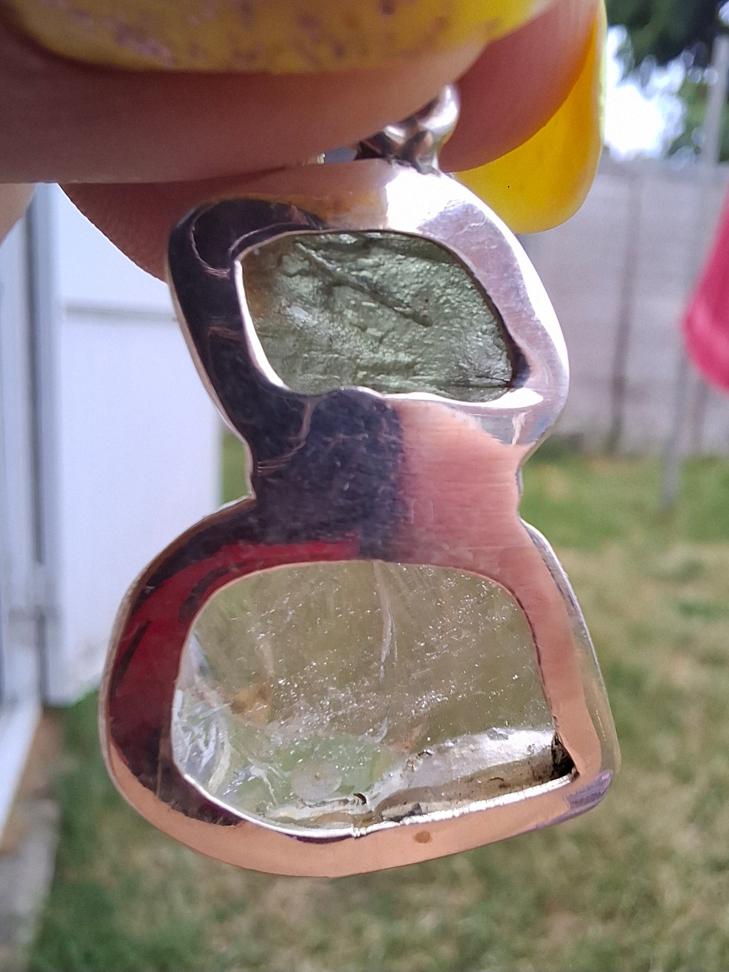 Moldavite & Libyan Desert Glass Pendant, 925 Silver, Tektite (Ref: MLP19)