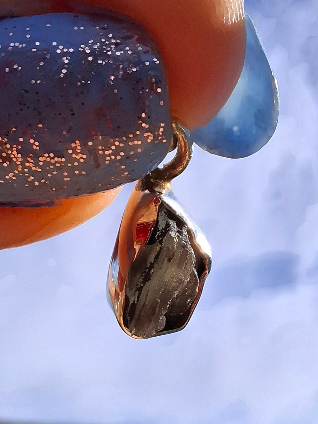 Moldavite Pendant, 925 Silver, Tektite (Ref: P47)