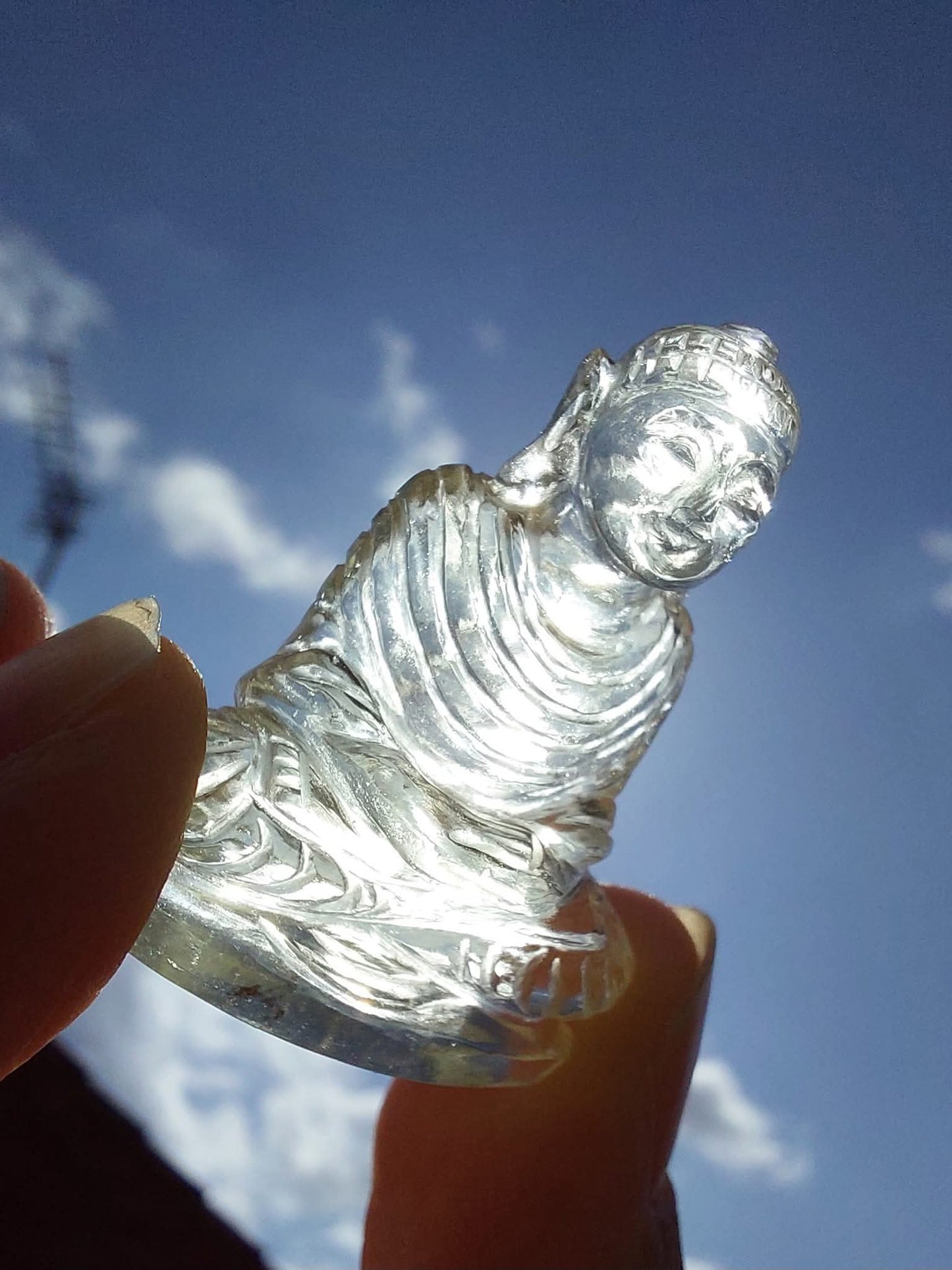 Libyan Desert Glass BUDDHA Carving, 7.56g, Tektite (Ref: LDG B0)