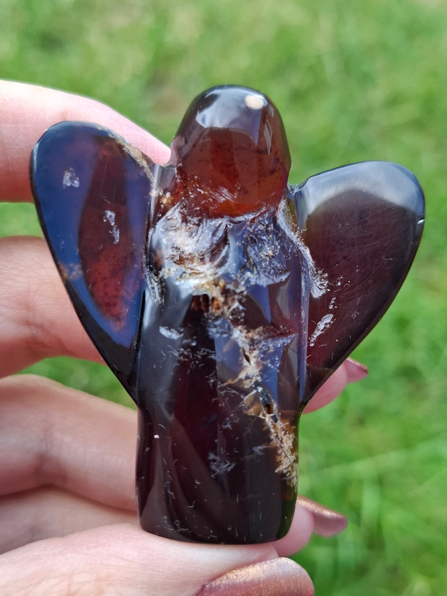 Red Amber Angel, 26.36g, carving, Fossil (Ref: AA1)
