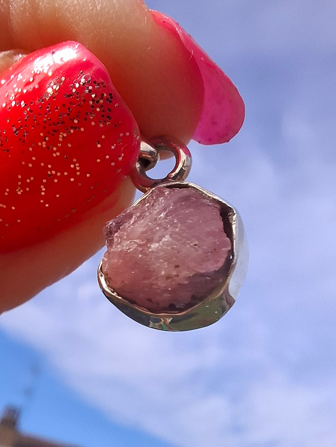 Pink Tourmaline Pendant, 925 Silver, Crystal (Ref: PT89)