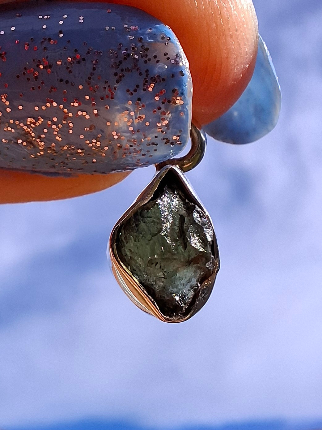Moldavite Pendant, 925 Silver, Tektite (Ref: P45)
