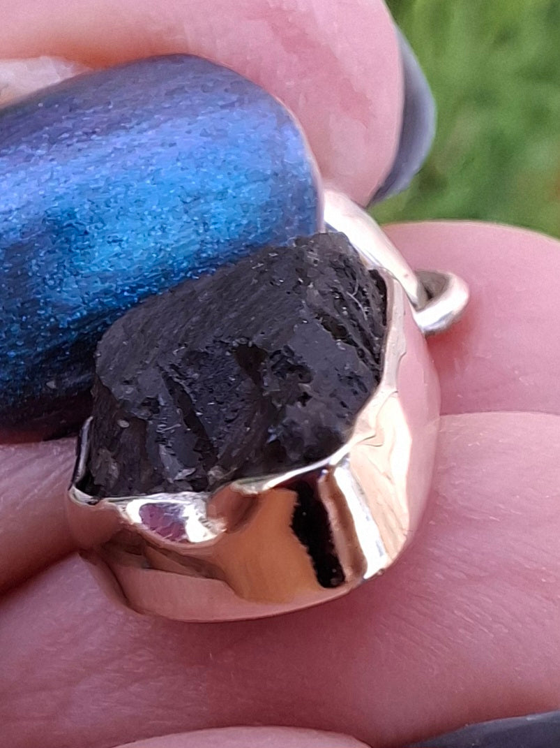 Moldavite Pendant, 925 silver, Tektite (P5)