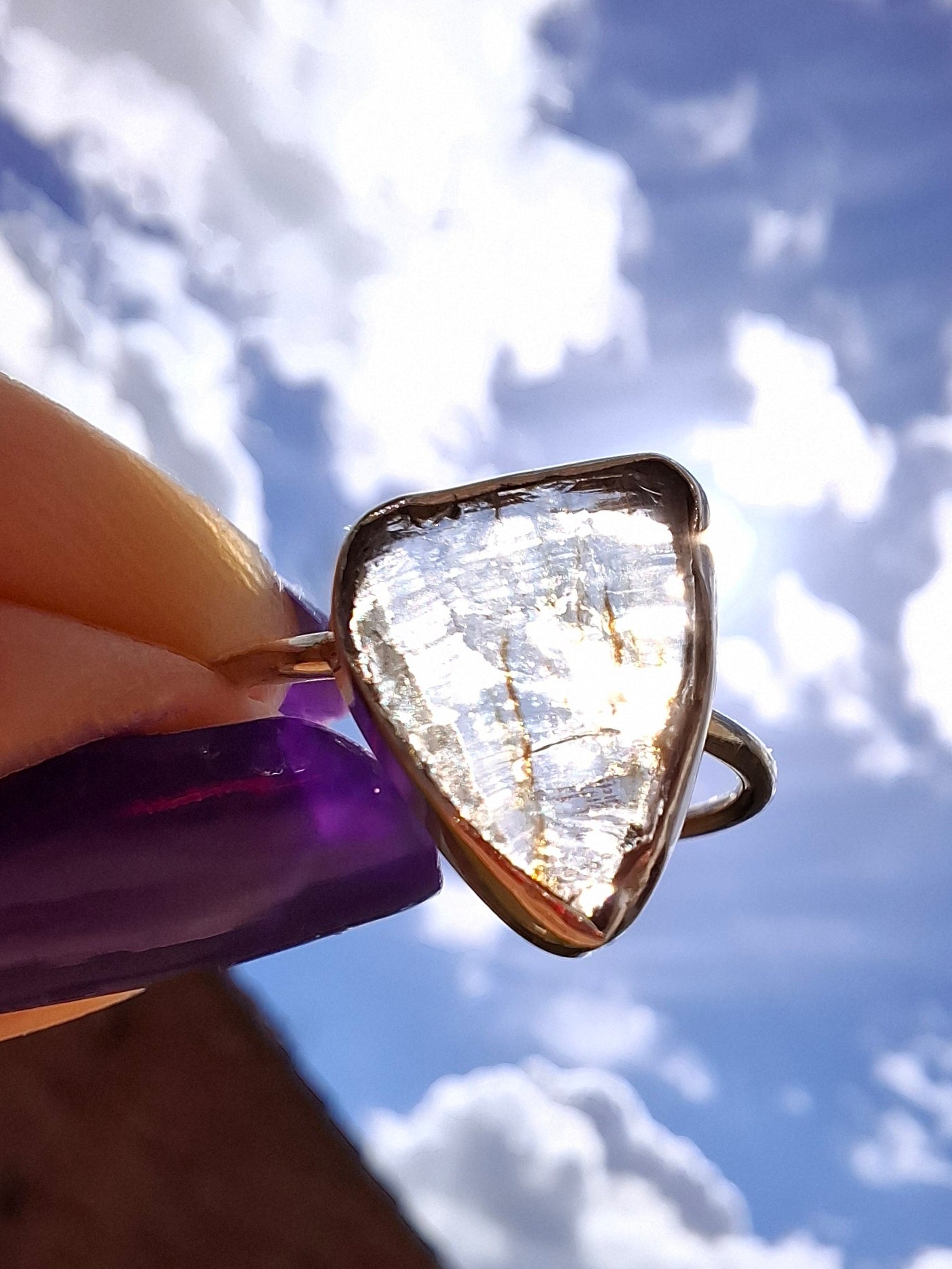 Libyan Desert Glass Ring, size large Q, 925 Silver, Tektite (Ref: LR35)