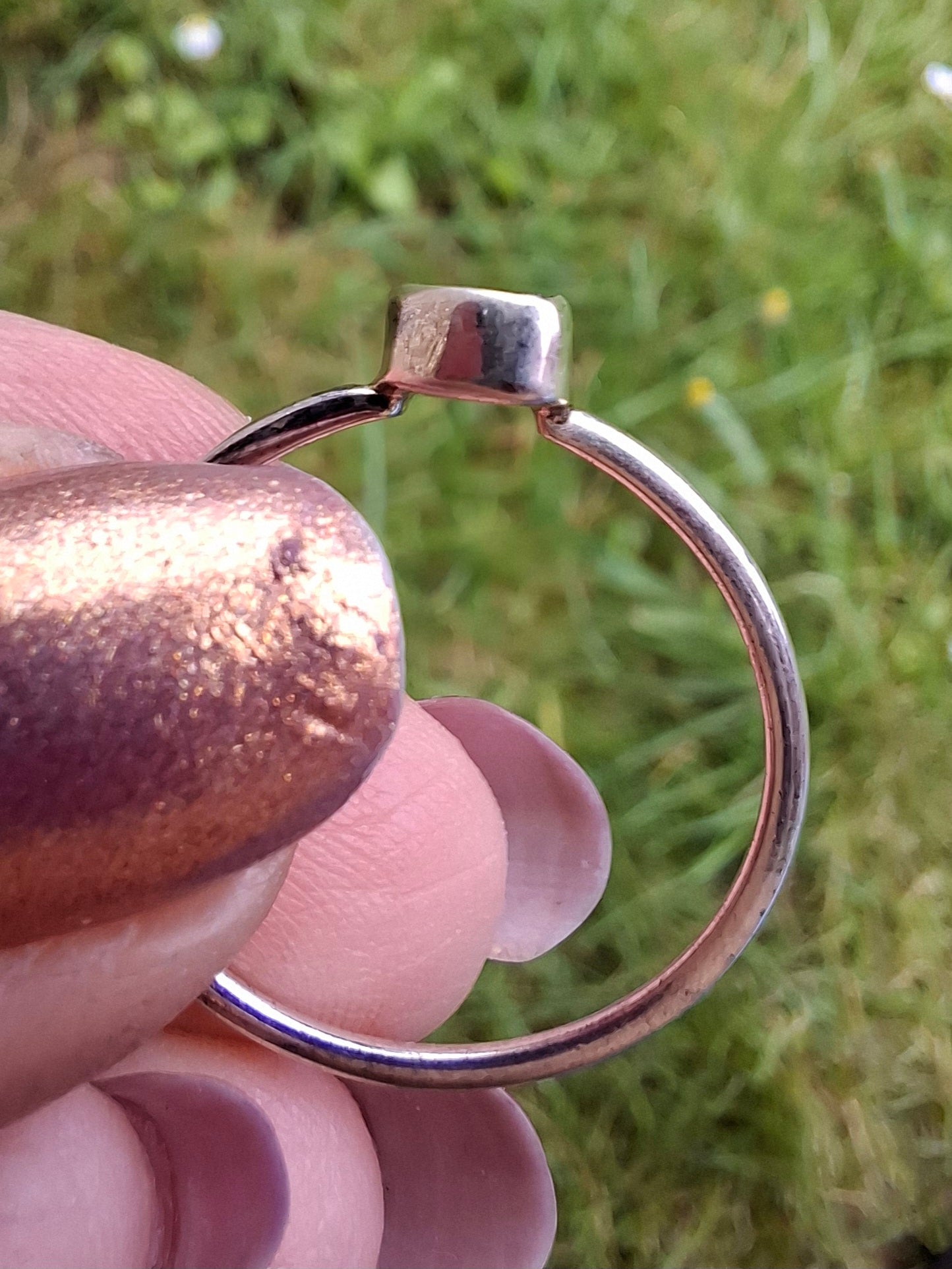 Moldavite Ring, size large T, 925 Silver, Tektite (Ref: R70)
