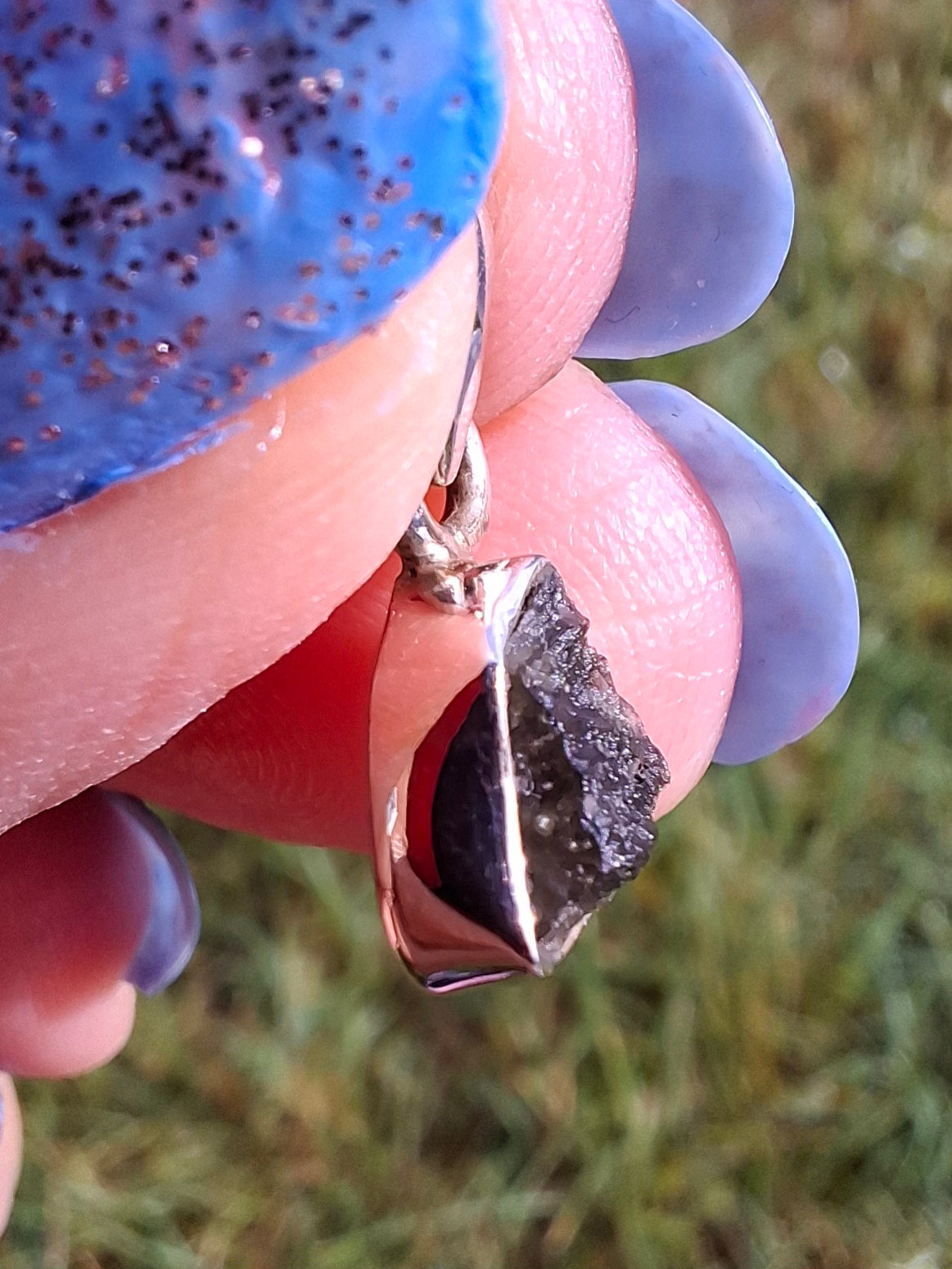Moldavite Pendant, 925 Silver, Tektite (Ref: P34)