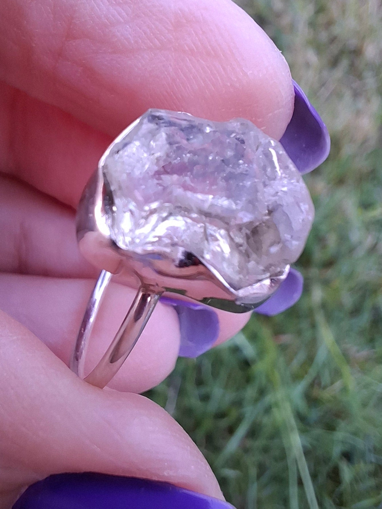 Libyan Desert Glass Ring, size large R/small S, 925 Silver, Tektite (Ref: LR43)