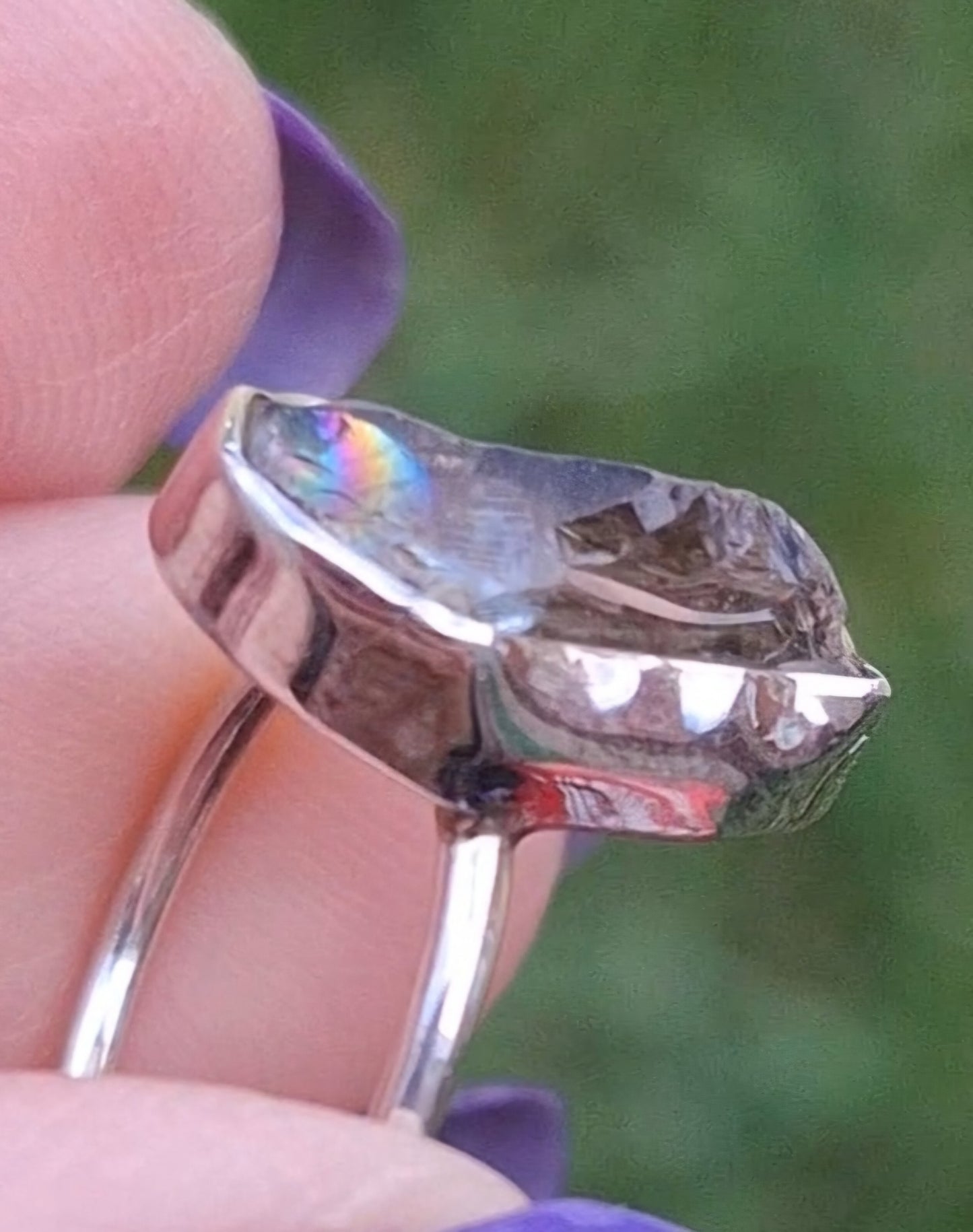 Libyan Desert Glass Ring, size K, 925 Silver, Tektite 🌈 (Ref: LR12)