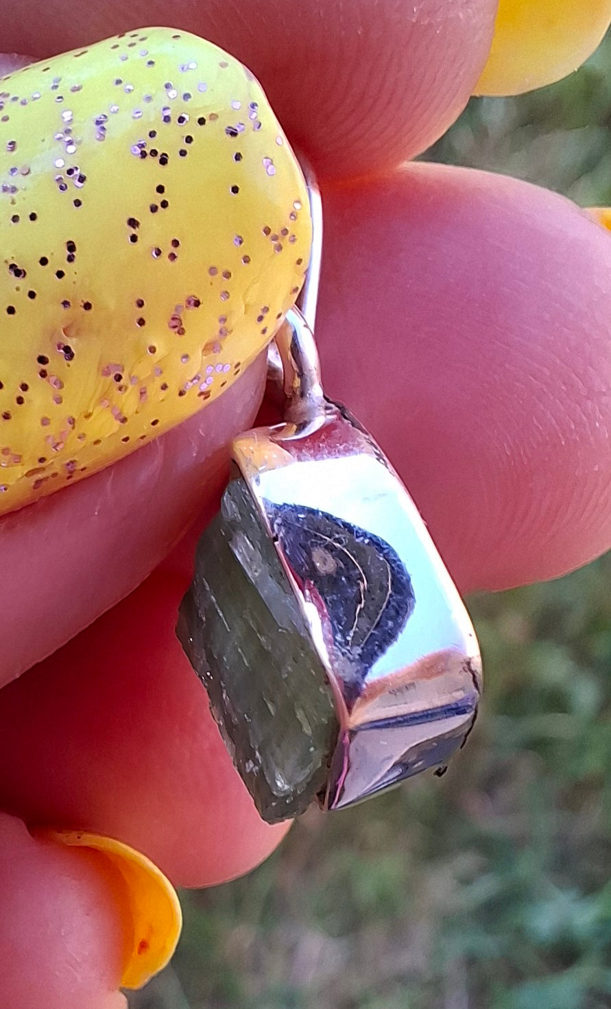 Green Tourmaline Pendant, 925 Silver, Crystal (Ref: GT11)