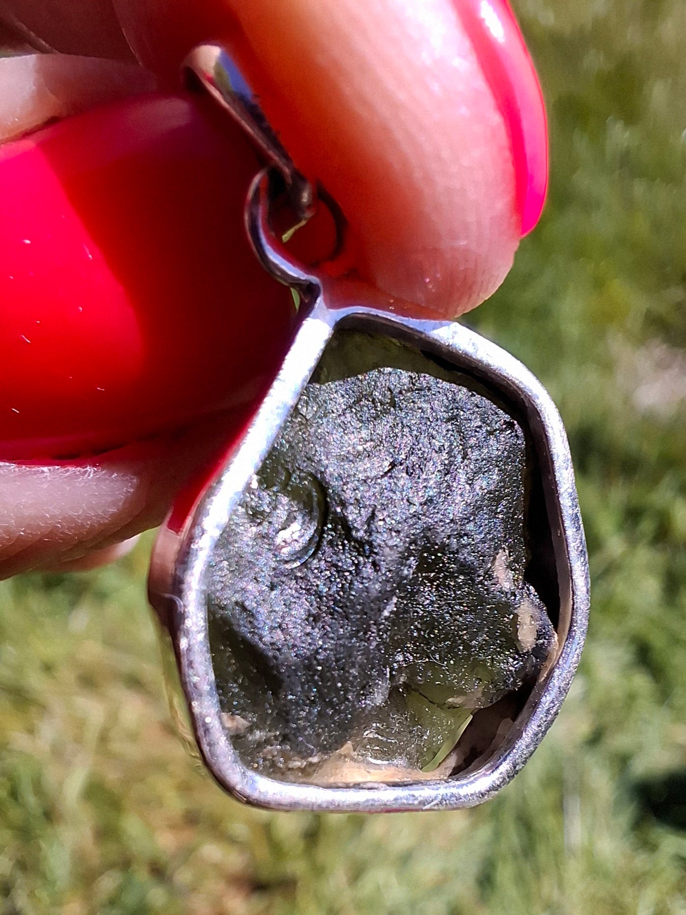 Moldavite Pendant, 925 Silver, Tektite (Ref: P436)