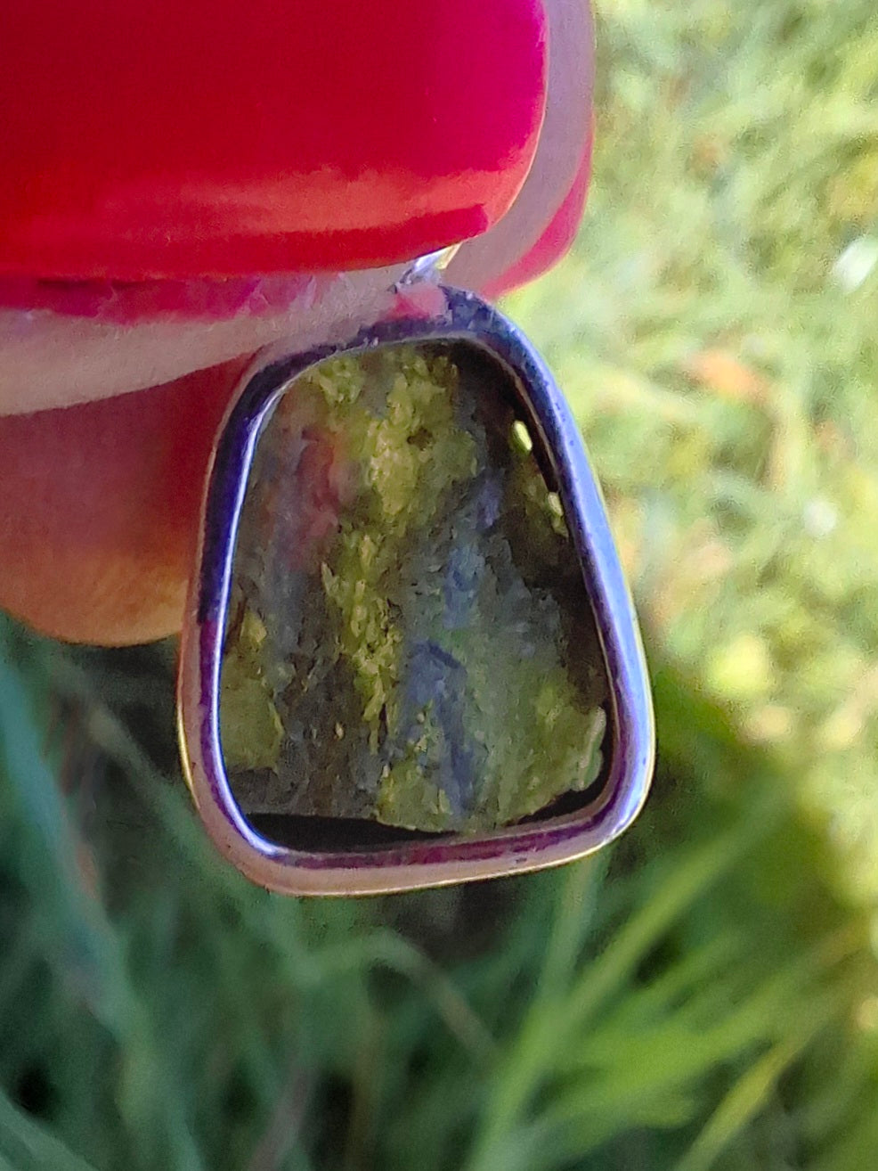 Moldavite Pendant, 925 Silver, Tektite (Ref: P440)