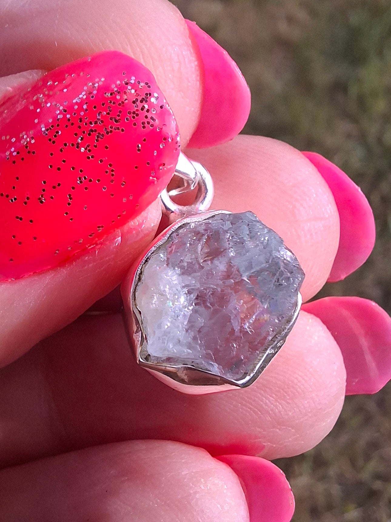 Aquamarine Pendant, 925 Silver, Crystal (Ref: AQ18)