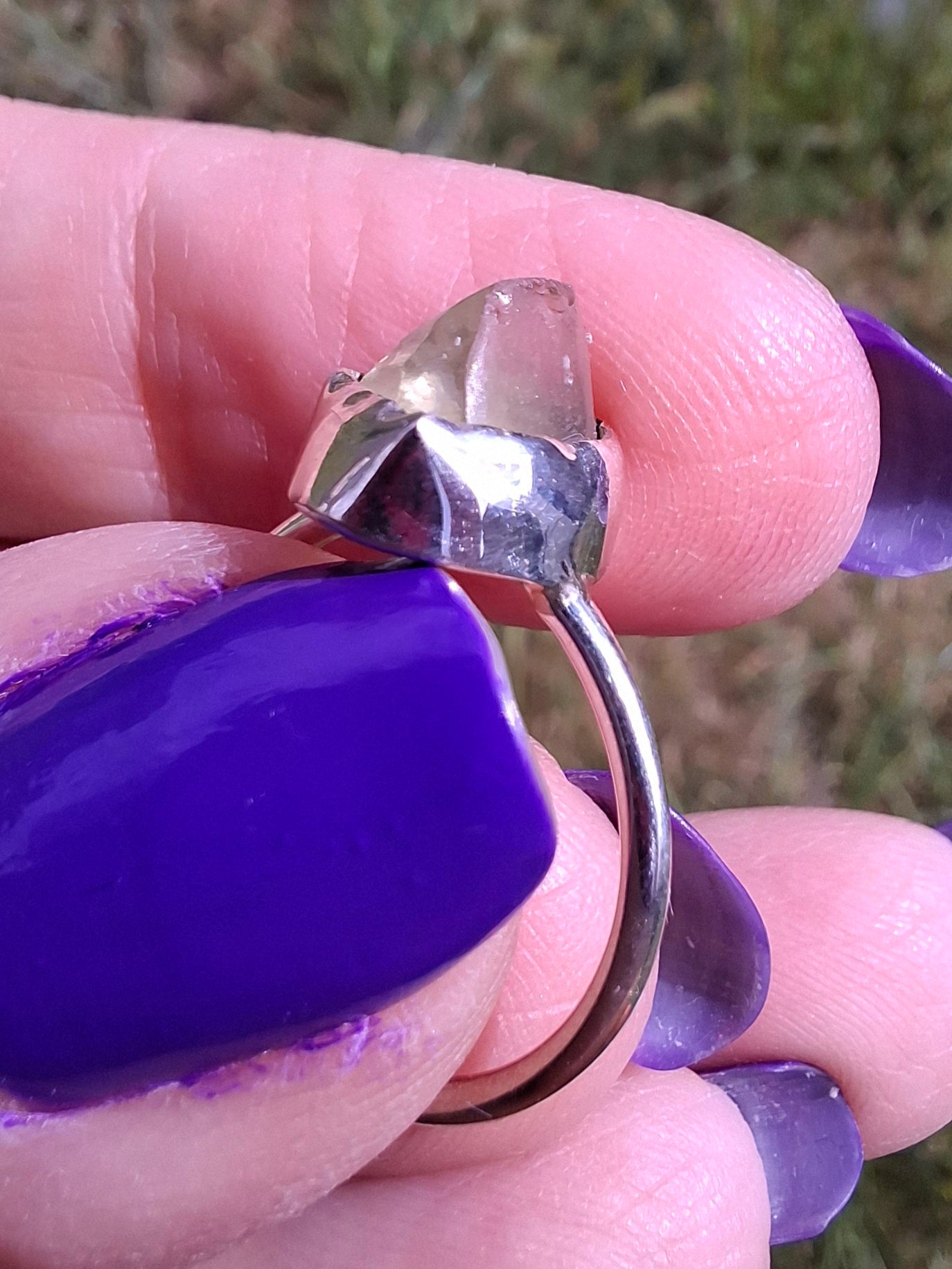 Libyan Desert Glass Ring, size large K/small L, 925 Silver, Tektite (Ref: LR17)