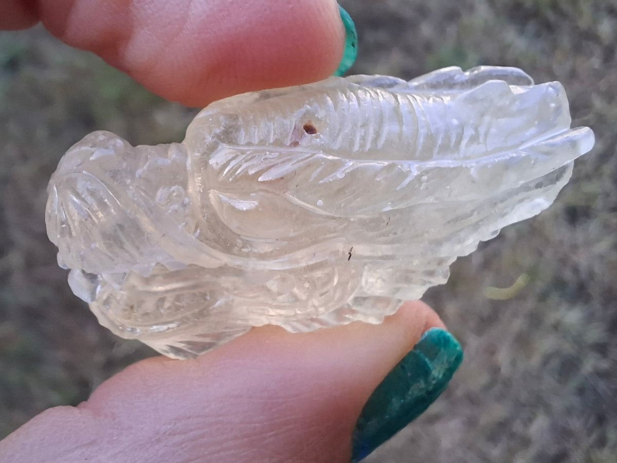 Libyan Desert Glass DRAGON HEAD carving, 9.66g, Tektite (Ref: Dragon 3)