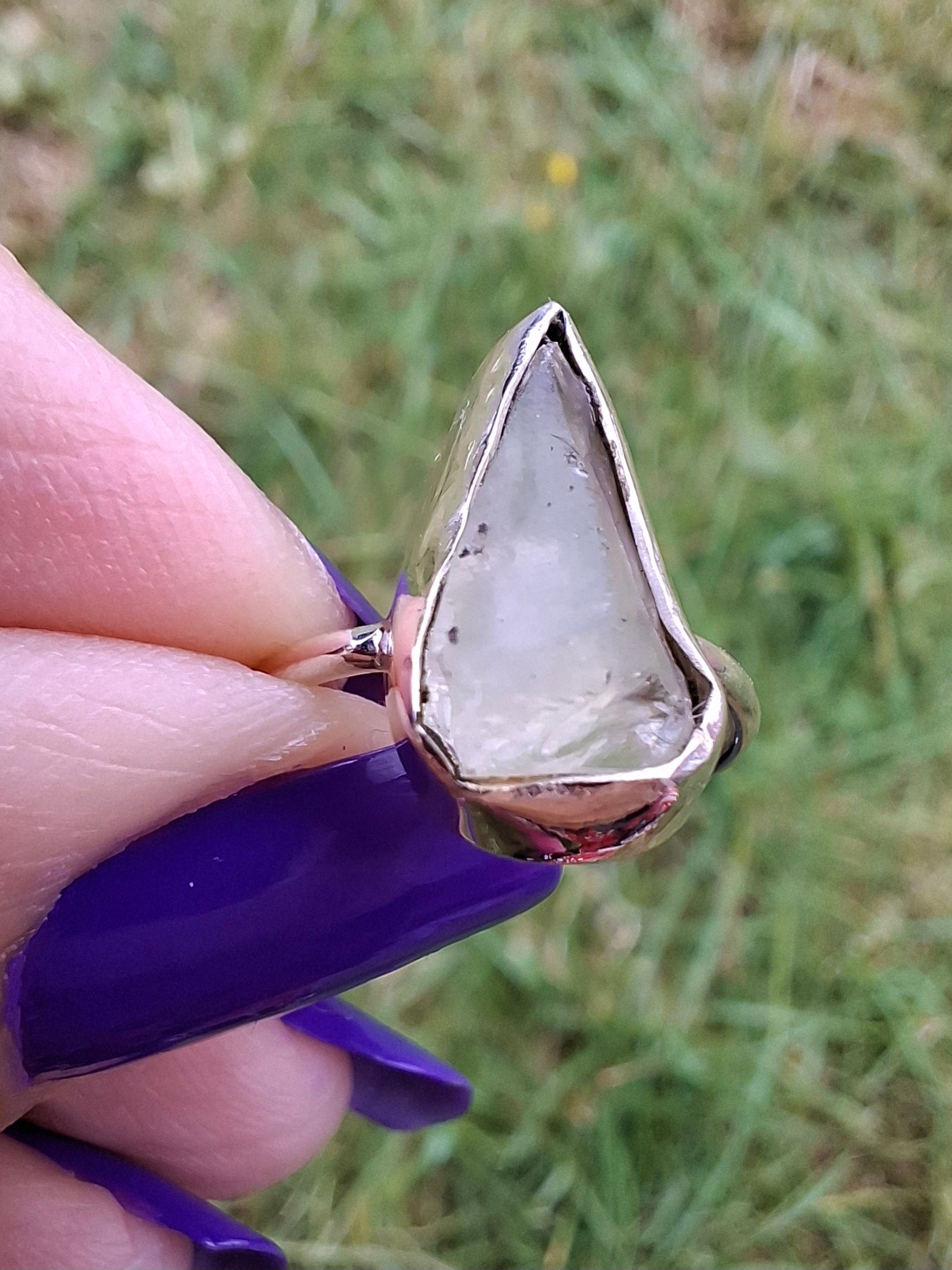 Libyan Desert Glass Ring, size large G, 925 Silver, Tektite (Ref: LR1)