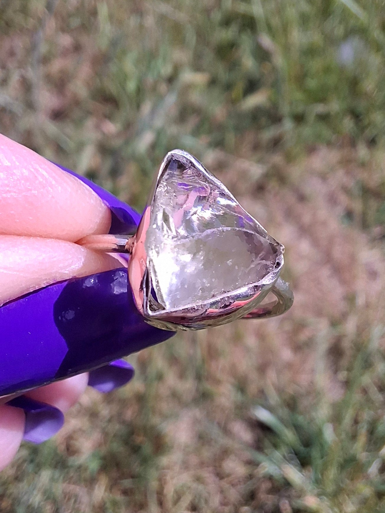 Libyan Desert Glass Ring, size small M, 925 Silver, Tektite (Ref: LR19)