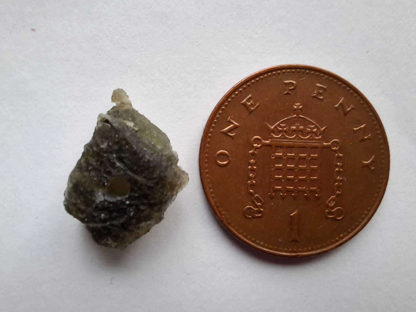 DRILLED Moldavite Piece, 0.92g, Tektite (Ref: D8)