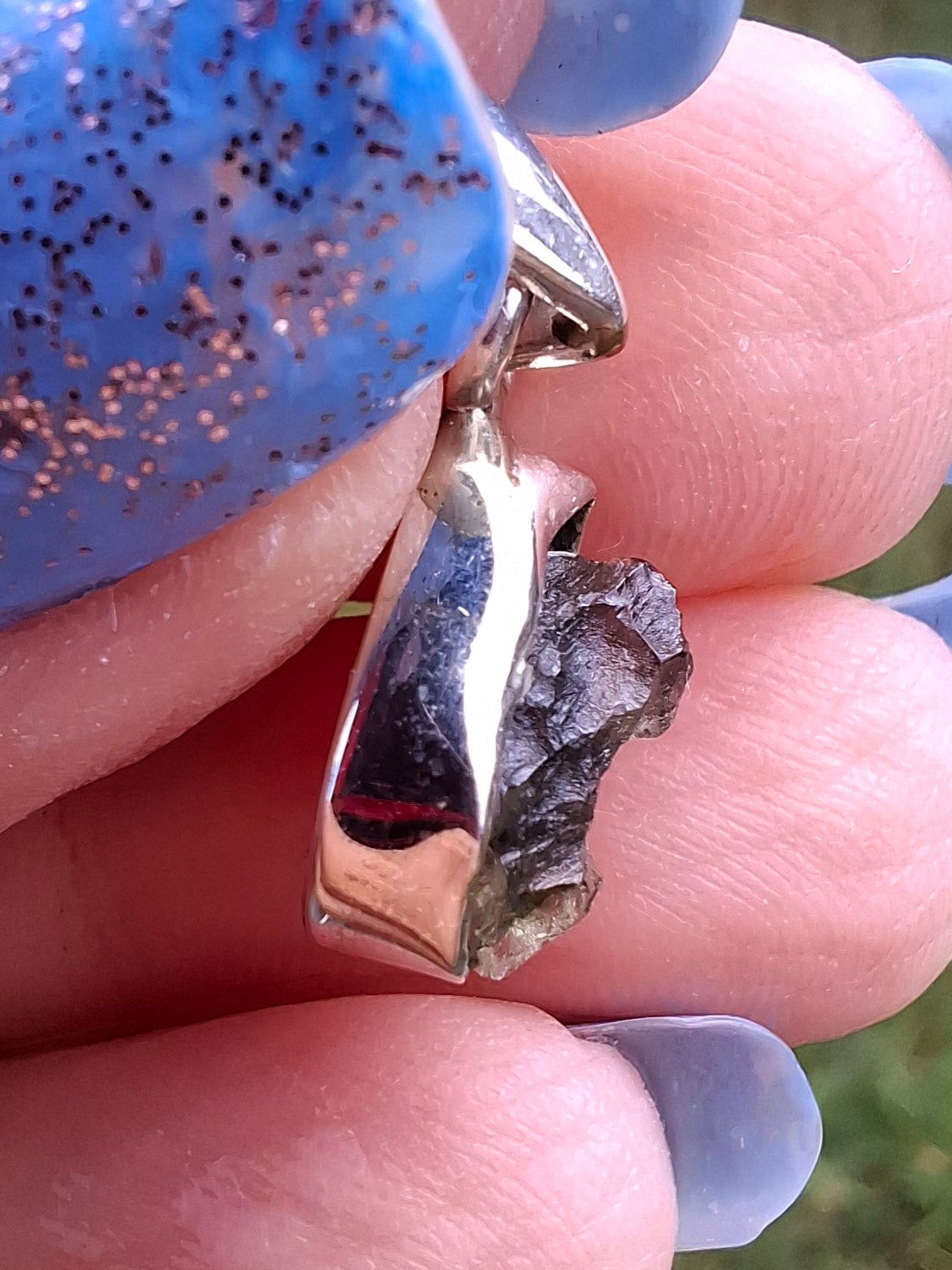 Moldavite Pendant, 925 Silver, Tektite (Ref: P65)