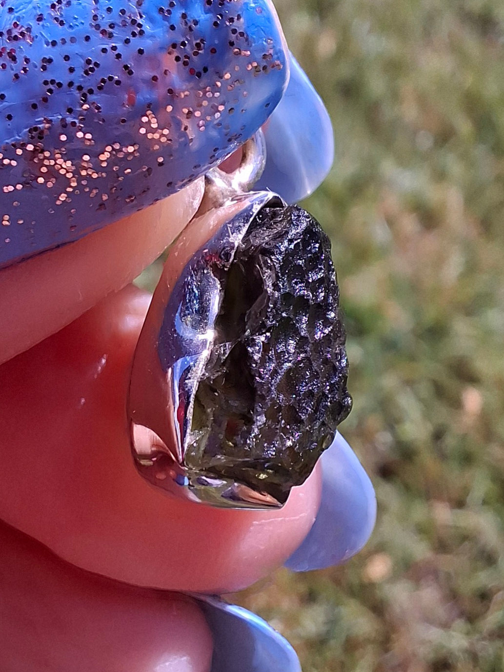 Moldavite Pendant, 925 Silver, Tektite (Ref: P71)
