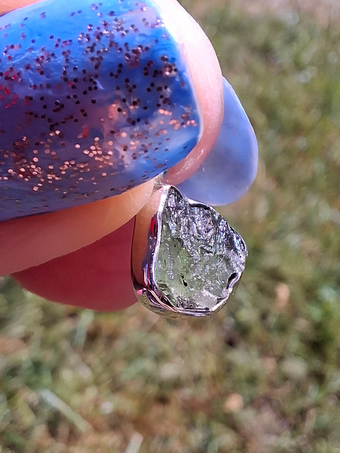 Moldavite Pendant, 925 Silver, Tektite (Ref: P81)