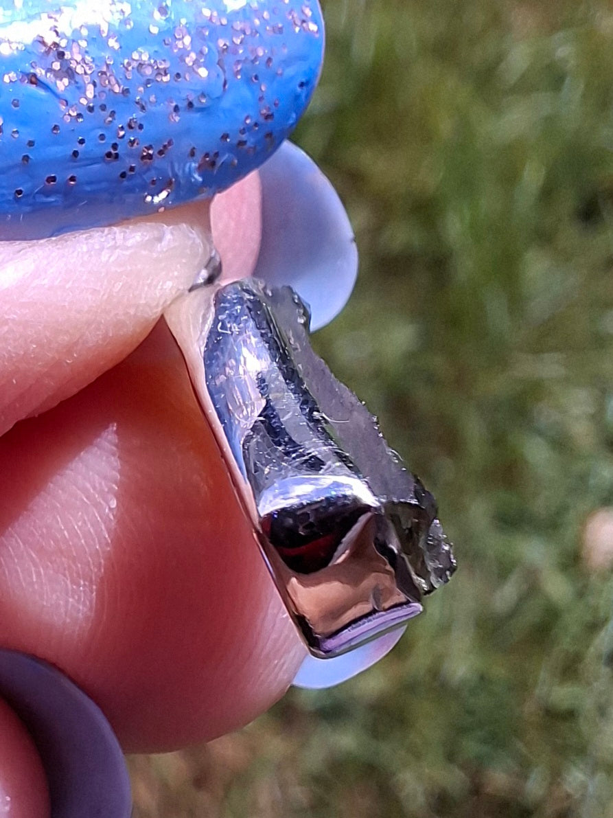 Moldavite Pendant, 925 Silver, Tektite (Ref: P77)