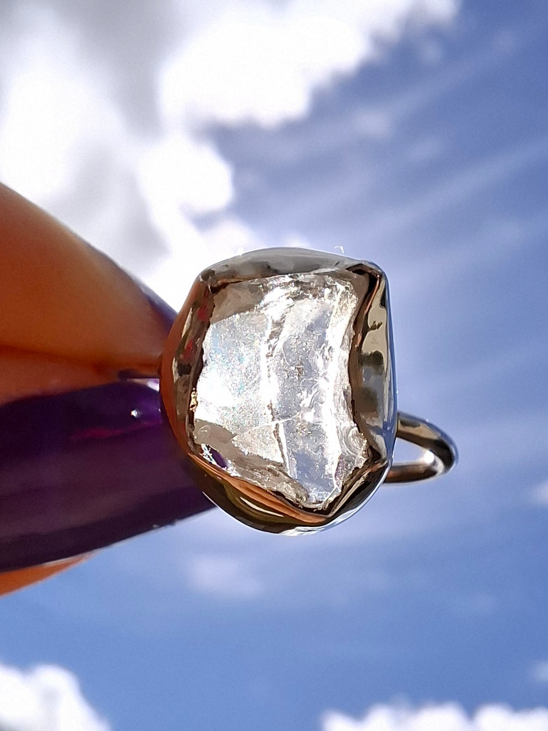 Libyan Desert Glass Ring, size large M, 925 Silver, Tektite (Ref: LR20)