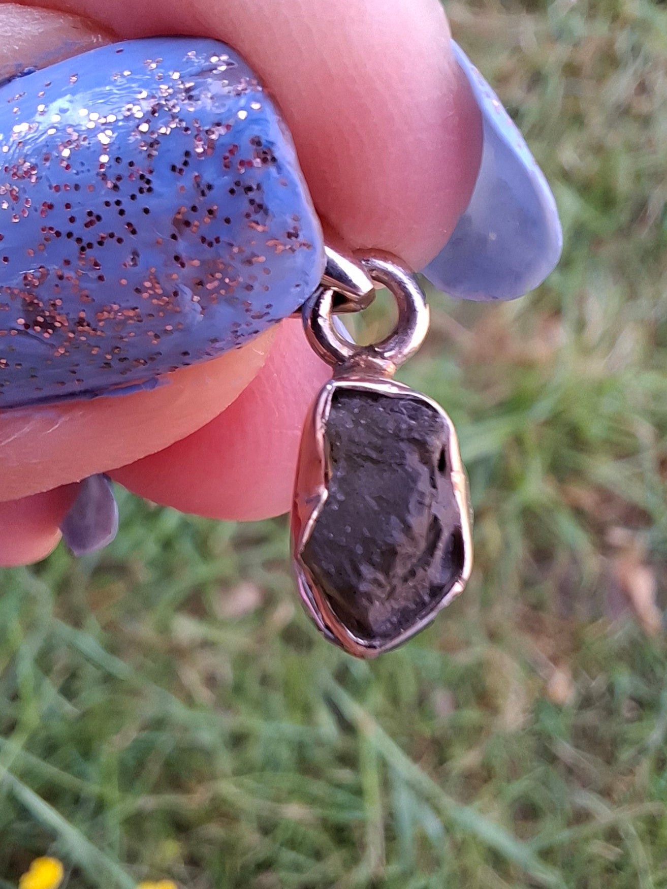 Moldavite Pendant, 925 Silver, Tektite (Ref: P36)