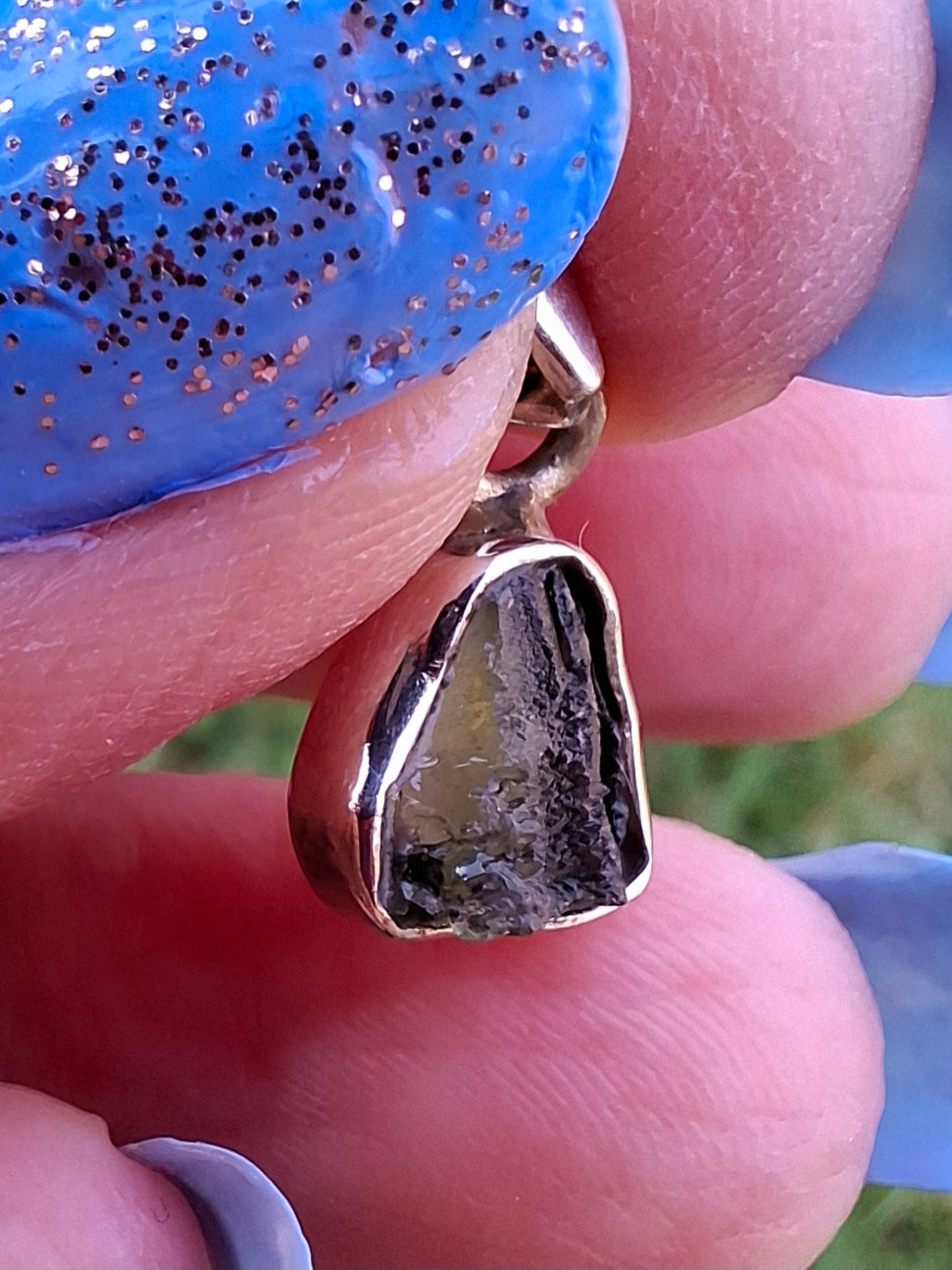 Moldavite Pendant, 925 Silver, Tektite (Ref: P55)