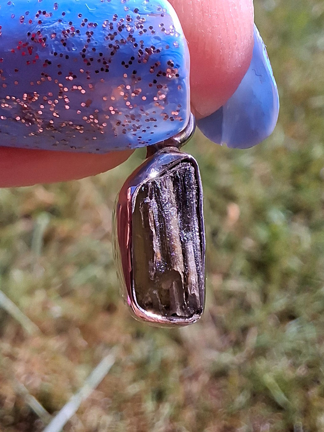 Moldavite Pendant, 925 Silver, Tektite (Ref: P91)