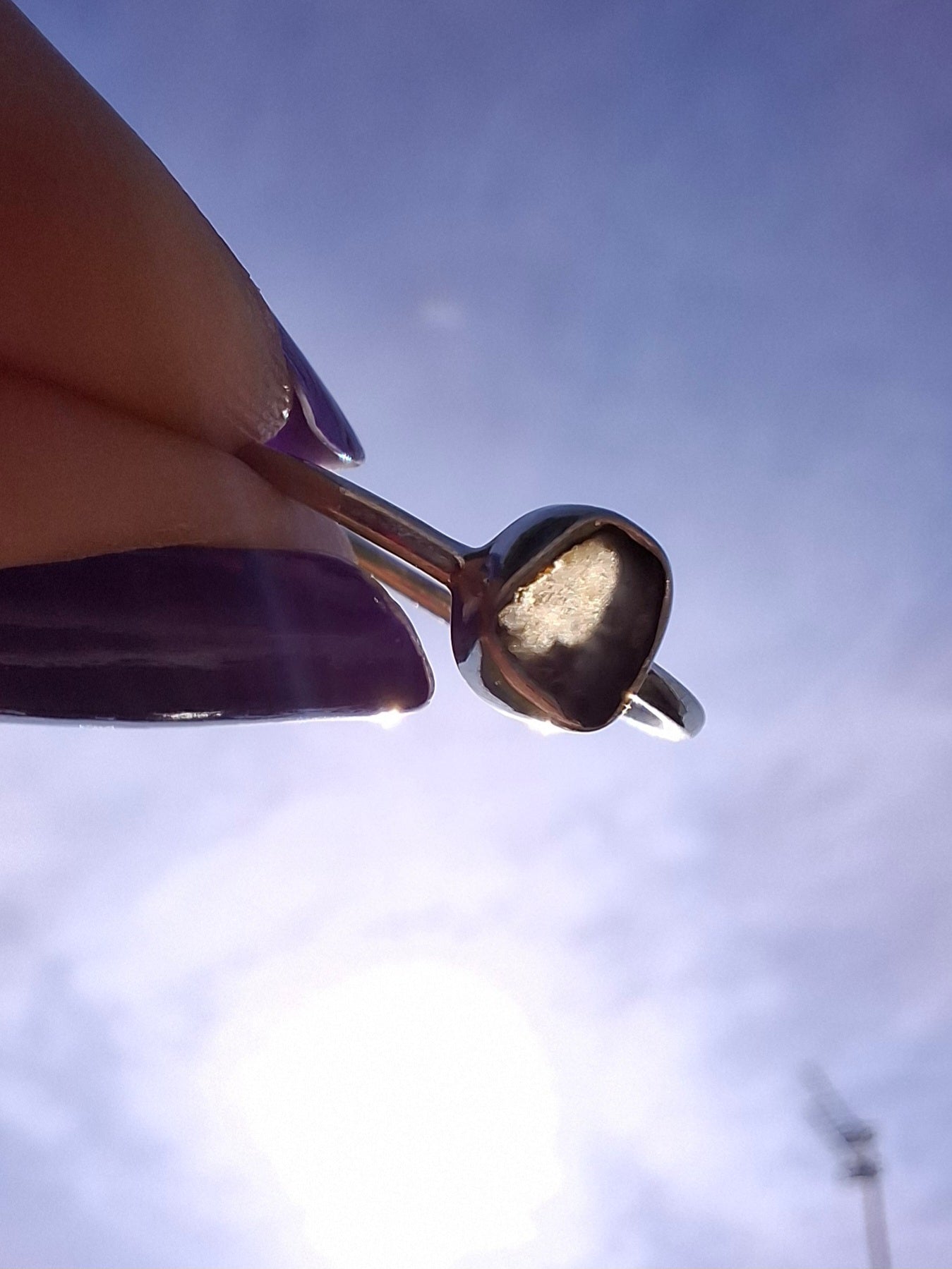 Moldavite Ring, size small L, 925 Silver, Tektite (Ref: R63)
