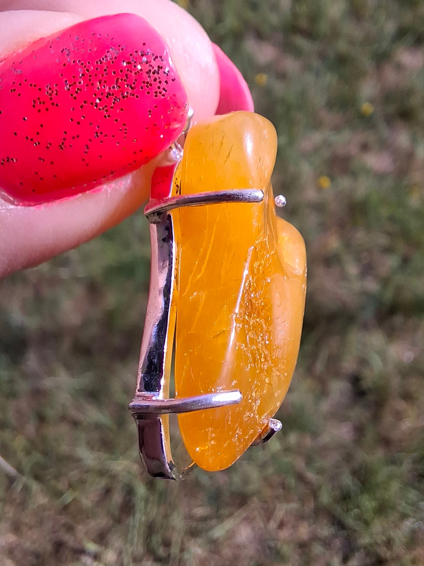 Baltic Amber Pendant, 925 Silver, Fossil (Ref: AP7)