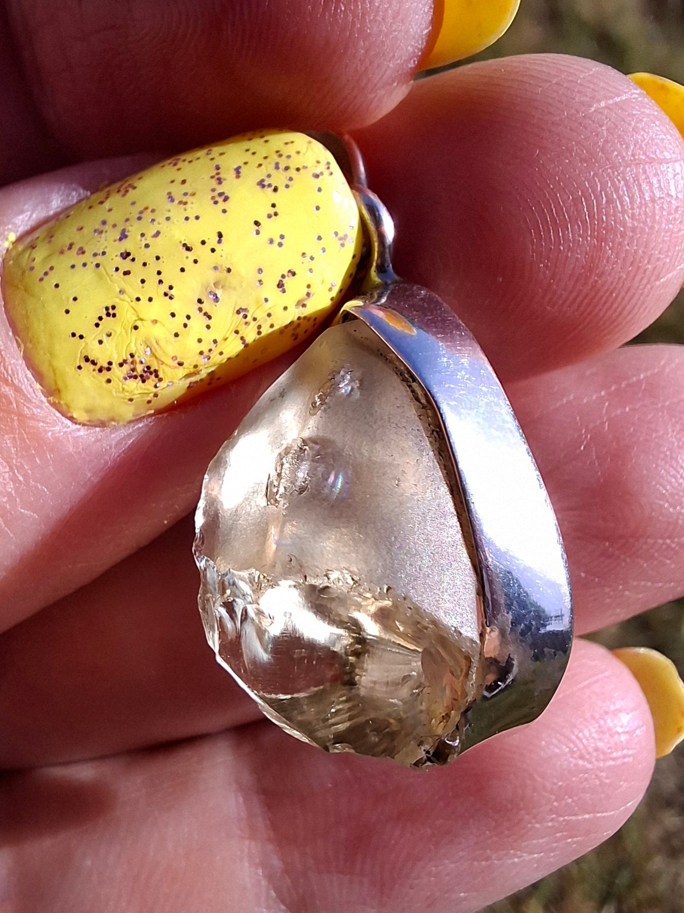 Libyan Desert Glass Pendant, 925 Silver, Tektite (Ref: LP112)