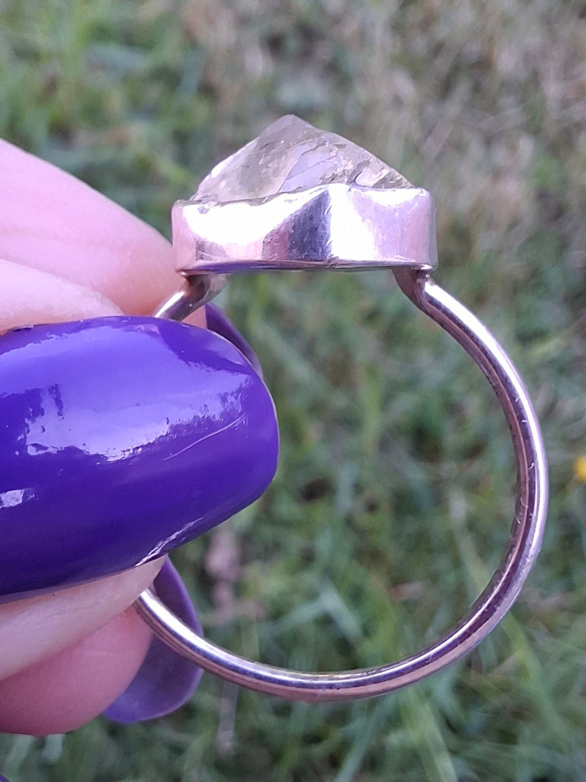 Libyan Desert Glass Ring, size large S, 925 Silver, Tektite (Ref: LR46)