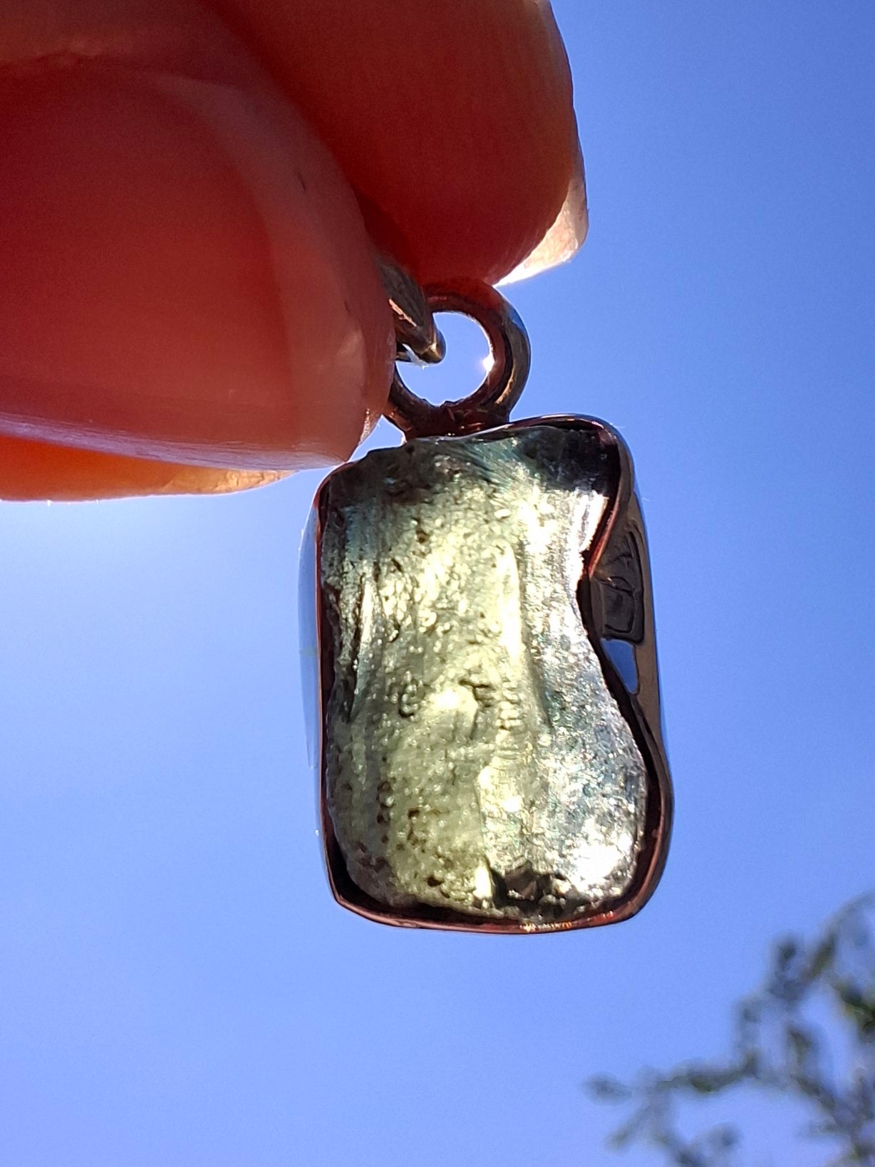 Moldavite Pendant, 925 Silver, Tektite (Ref: P31)