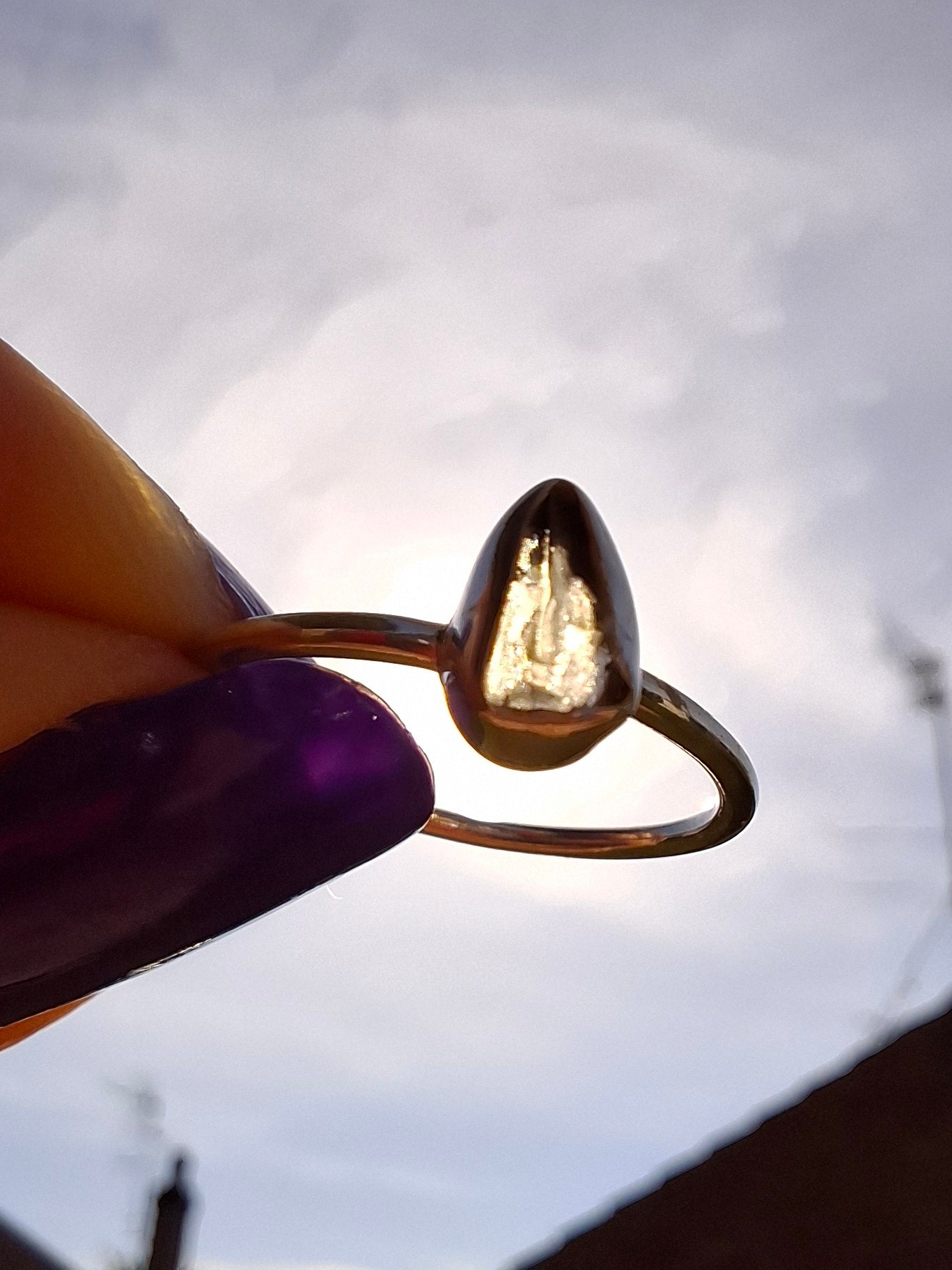 Moldavite Ring, size small L, 925 Silver, Tektite (Ref: R62)