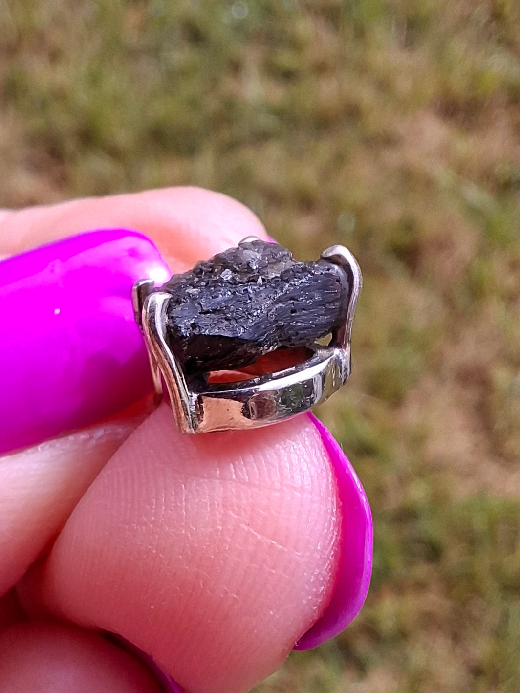 Moldavite Claw Pendant, 925 Silver, Tektite (Ref: P18)