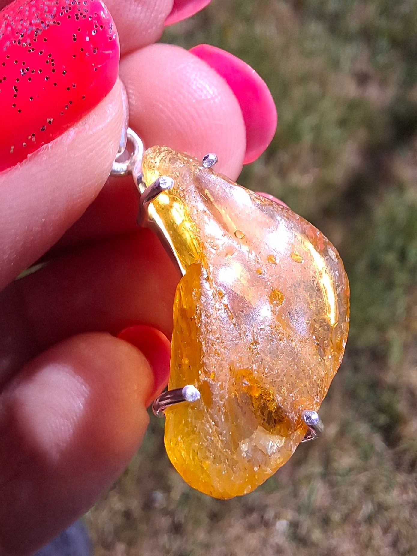 Baltic Amber Pendant, 925 Silver, Fossil (Ref: Ap1)
