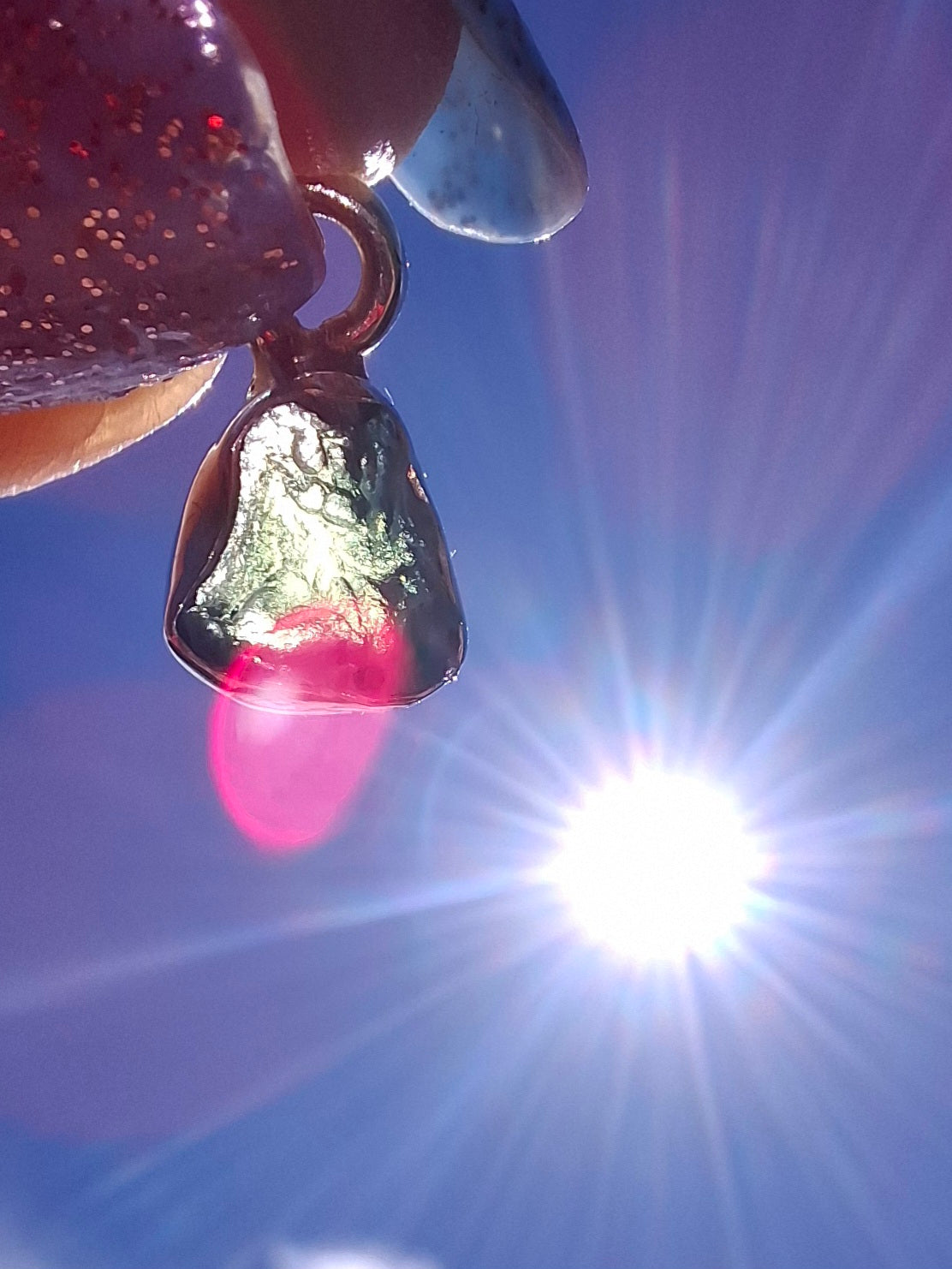Moldavite Pendant, 925 Silver, Tektite (Ref: P66)