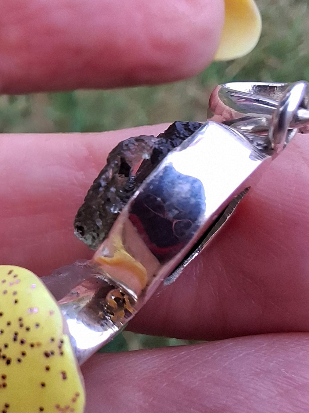 Moldavite & Libyan Desert Glass Pendant, 925 Silver, Tektite (Ref: MLP17)