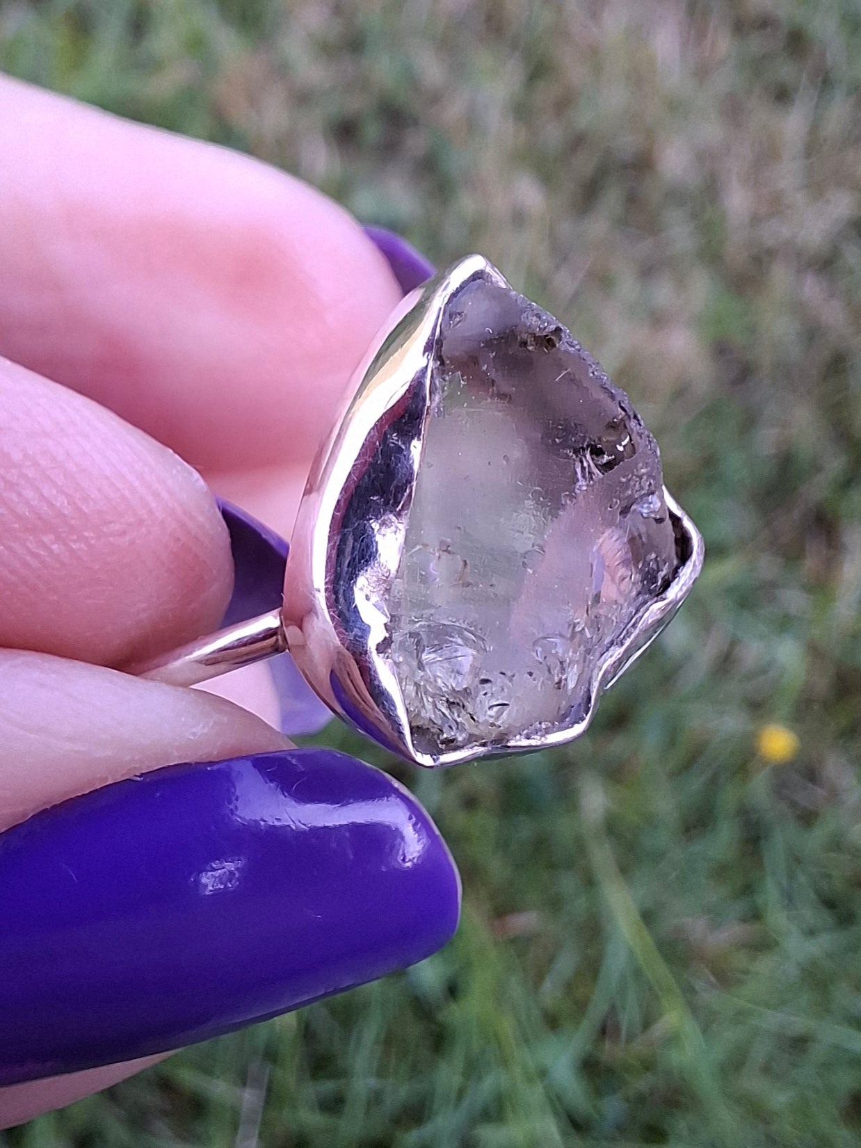 Libyan Desert Glass Ring, size U, 925 Silver, Tektite (Ref: LR52)