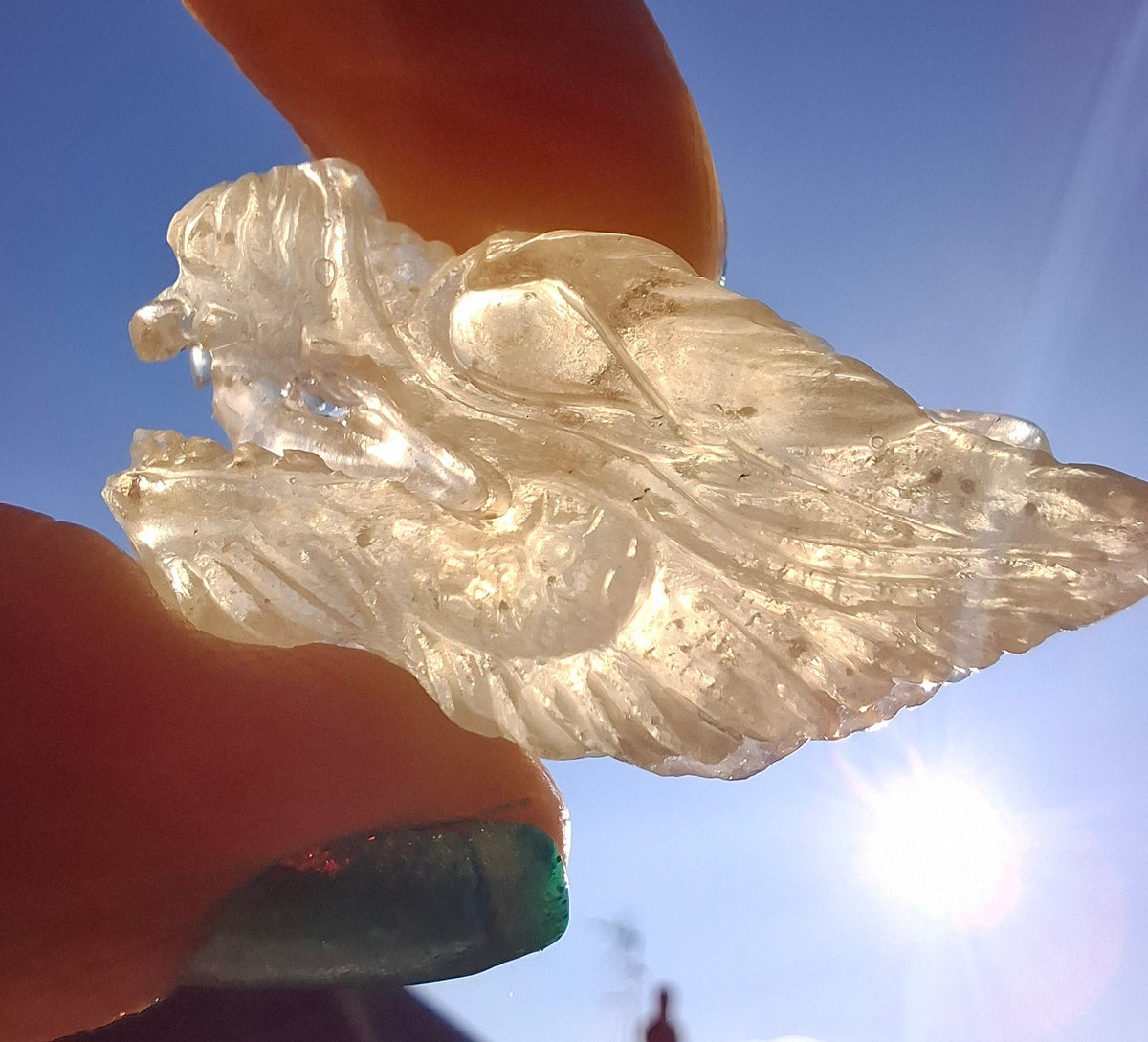 Libyan Desert Glass DRAGON HEAD carving, 9.66g, Tektite (Ref: Dragon 3)