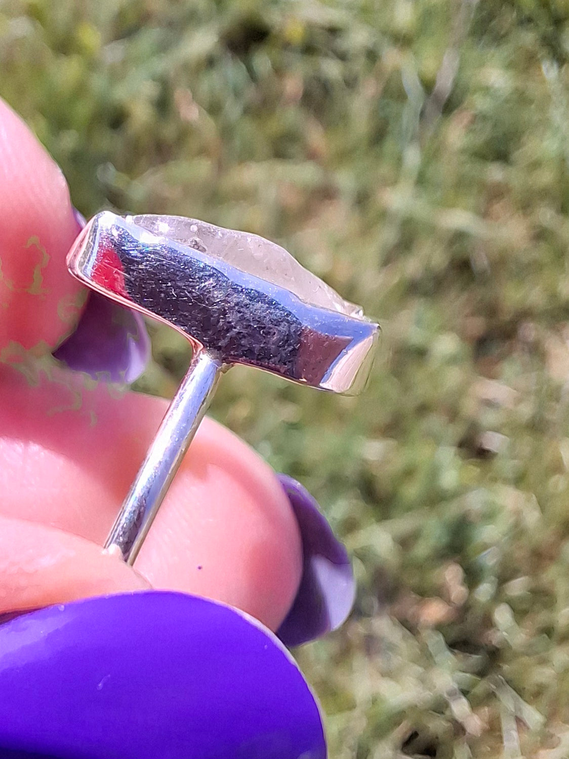 Libyan Desert Glass Ring, size large U, 925 Silver, Tektite (Ref: LR53)