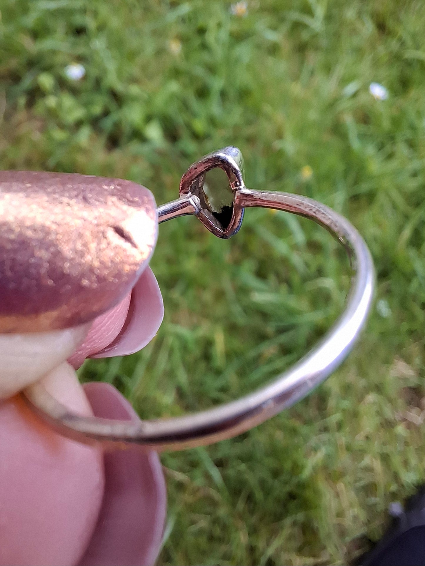 Moldavite Ring, size small S, 925 Silver, Tektite (Ref: R66)