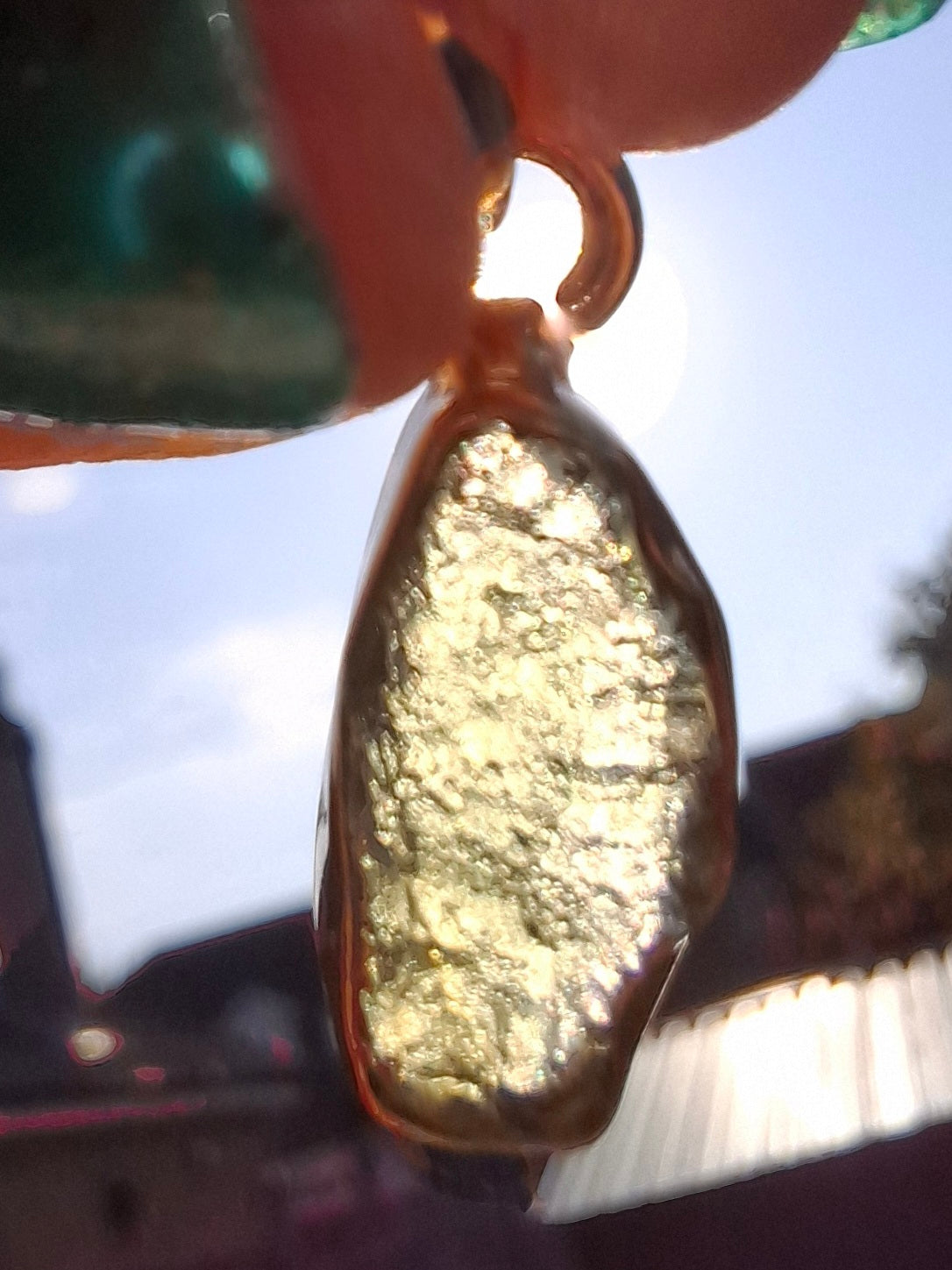 Moldavite Pendant, 14K GOLD Plated, Tektite (Ref: P450)