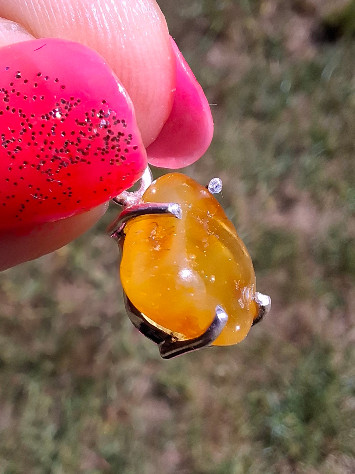 Baltic Amber Pendant, 925 Silver, Fossil (Ref: AP28)