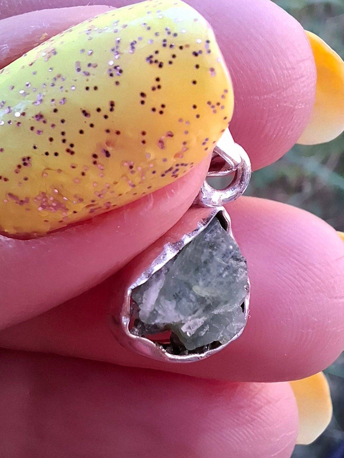 Green Tourmaline Pendant, 925 Silver, Crystal (Ref: GT7)