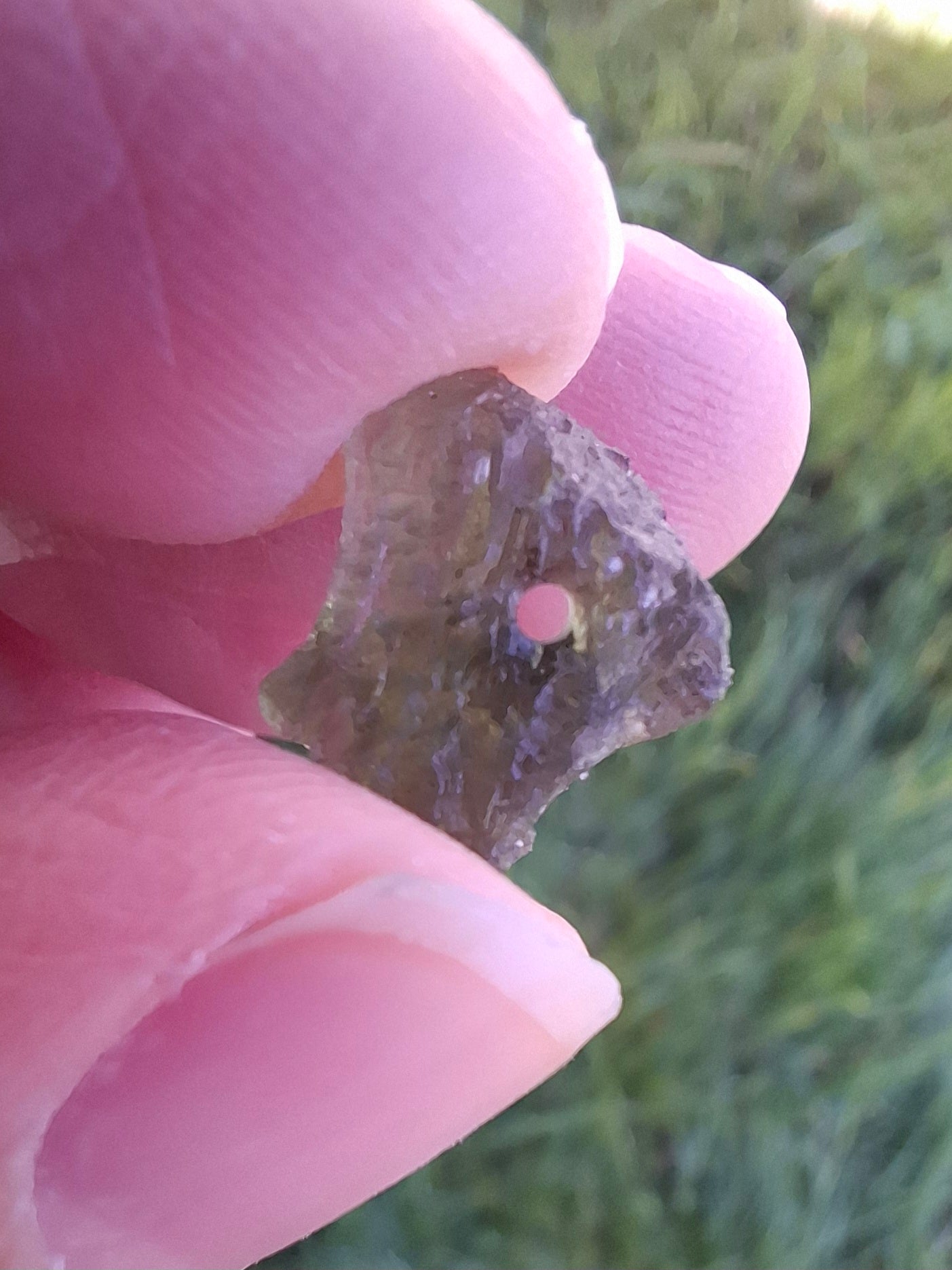 DRILLED, Moldavite Piece, 0.67g, Tektite (Ref: D21)