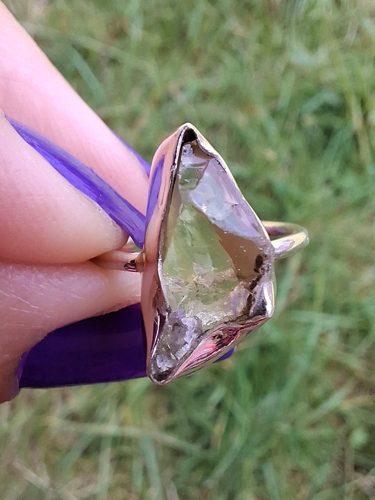 Libyan Desert Glass Ring, size large G, 925 Silver, Tektite (Ref: LR4)