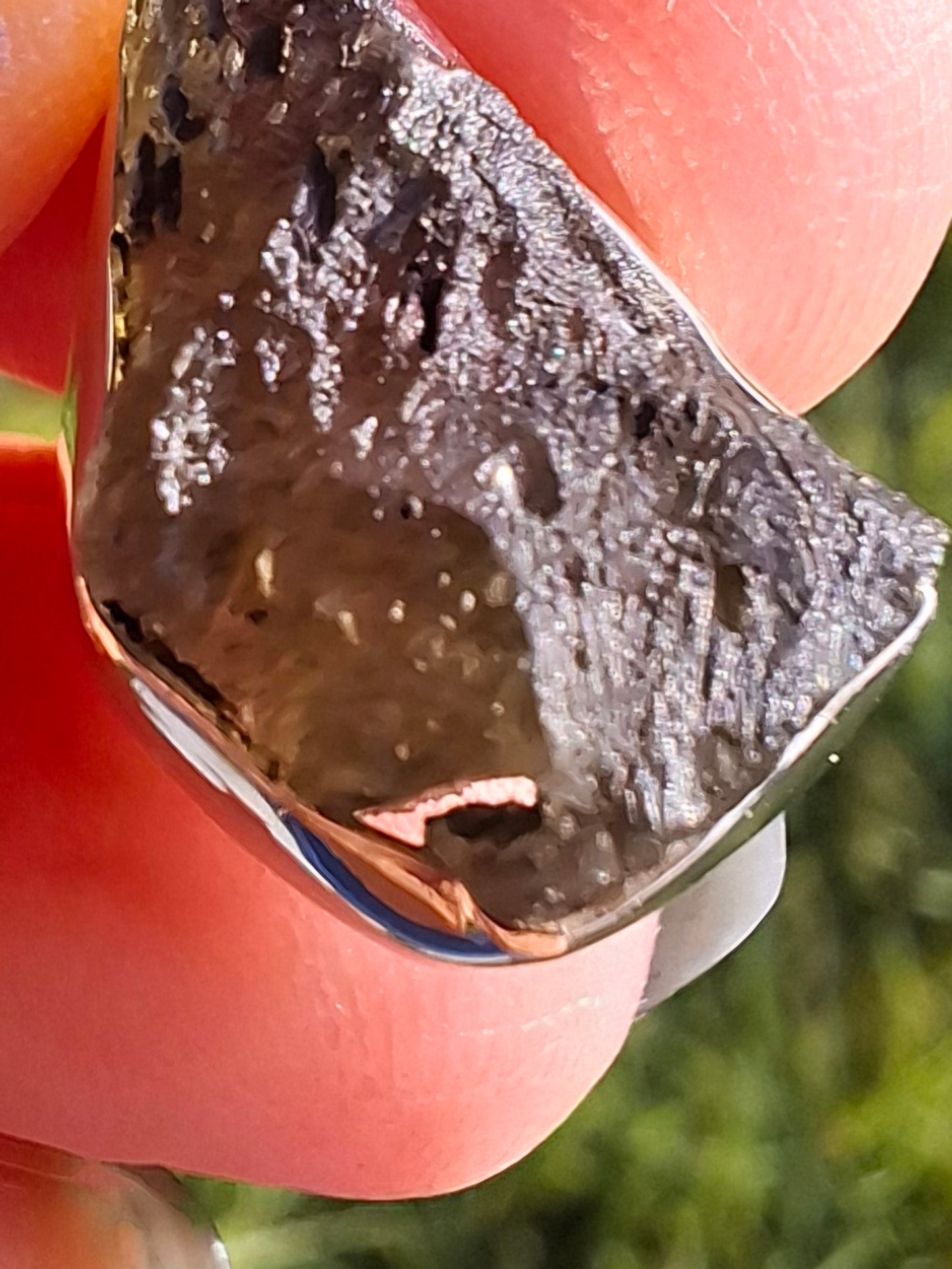Moldavite Pendant, 925 Silver, Tektite (Ref: P7)